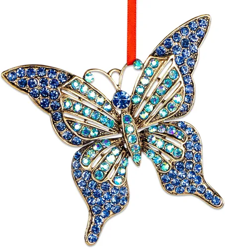 WhatSign Adorno de mariposa para árbol de Navidad, adornos de Navidad colgantes de monarca de metal, decoraciones 2025, adornos de recuerdo únicos,