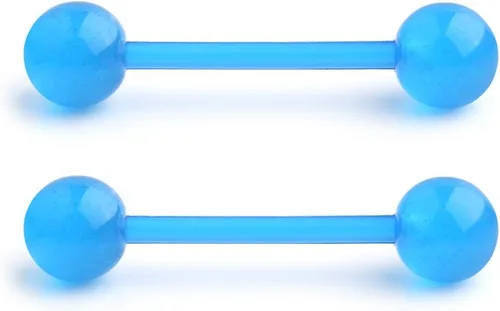 Ruifan - Piercing para el pezón o la lengua de acrílico flexible que brilla en la oscuridad, de 0.49 oz y 0.630 pulgadas