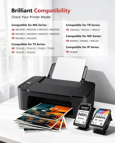 Miniatura 2 de 245XL 246XL Cartuchos de tinta para Canon Ink 245 y 246 PG245 CL246 XL Pack de combinación de color negro para impresoras PIXMA MX490 TR4520 TS3322