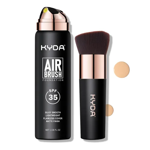 Miniatura 12 de KYDA - Base en aerosol AirBrush SPF 35, base mate duradera, cubierta ligera, suave mezclable, base de maquillaje hidratante con aplicador de cepillo