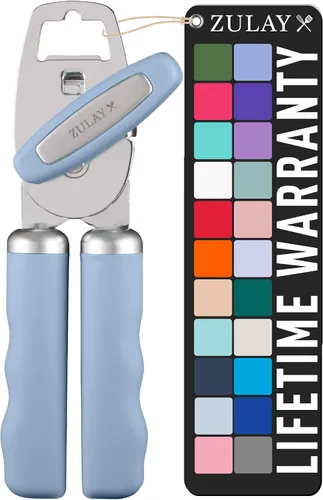Miniatura 28 de Zulay Kitchen Abrelatas manual de acero inoxidable resistente con abridor de botellas, abrelatas manual a prueba de óxido con perilla giratoria