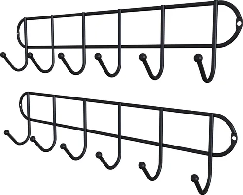 Estante para tazas y tazas de café de granja para montar en la puerta o en la pared - Estante rústico para utensilios de cocina con ganchos para