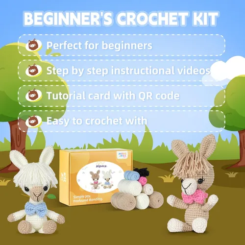 Miniatura 5 de Kit de ganchillo MOREJMTT para principiantes, kit de tejer, equipado con videotutoriales paso a paso, kits de ganchillo para adultos y jóvenes, kit