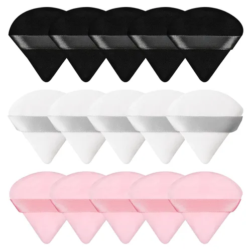 Pimoys 15 piezas de polvo soplo cara triángulo maquillaje soplos para polvo suelto ajuste polvo base esponja belleza maquillaje herramienta