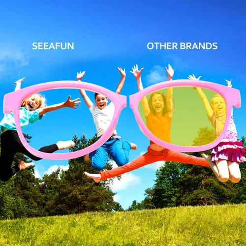 Miniatura 7 de Gafas de luz azul para niños y niñas con bonita funda de automóvil, protección UV400, antirayos azules, edades de 3 a 12 años rosado (pink/ Green)