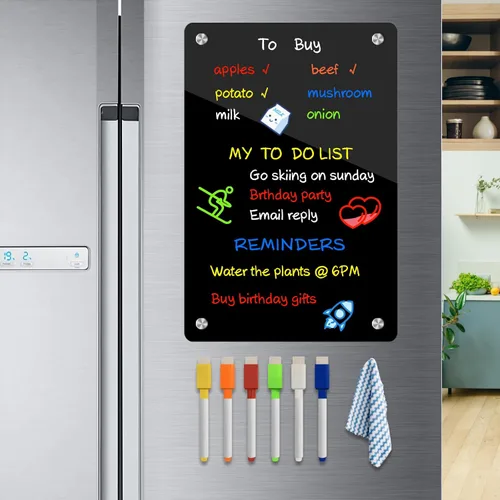 Miniatura 10 de JonXon Tablero magnético de menú acrílico de 8 x 12 pulgadas para cocina, calendario semanal acrílico para refrigerador, planificador de comidas