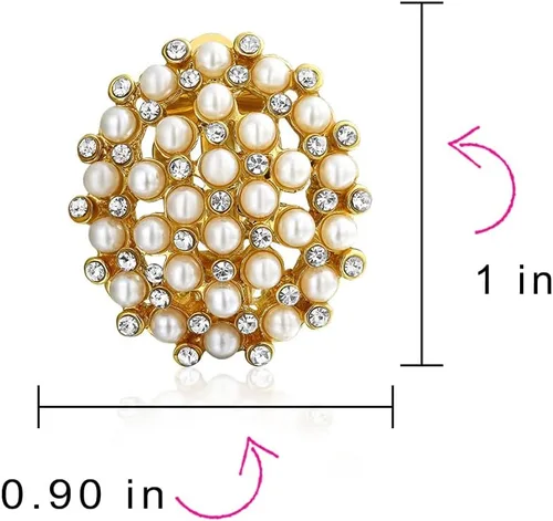 Miniatura 4 de Juego de bisel de cable de cuerda trenzada con clip de botón redondo de perlas blancas para mujer, chapado en oro rosa amarillo o plata