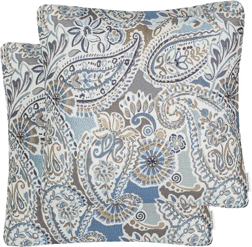 Miniatura 12 de Mika Home - Juego de 2 fundas de almohada oblongas rectangulares para sofá, sofá cama, silla, diseño de rayas paisley, 12 x 20 pulgadas, verde