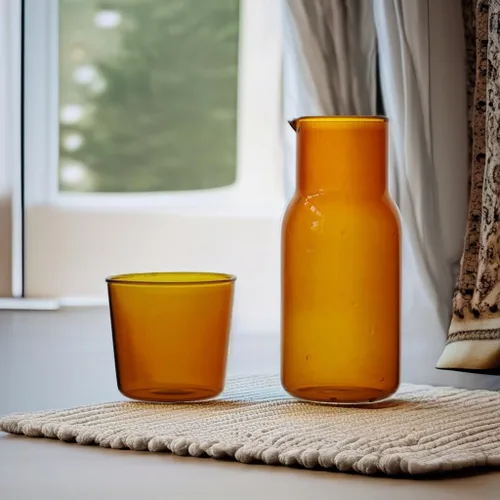 Miniatura 5 de Juego de jarras de agua de vidrio para mesita de noche con taza, jarra de vidrio con tapa para enjuague bucal para dormitorio, baño, jugo, vino
