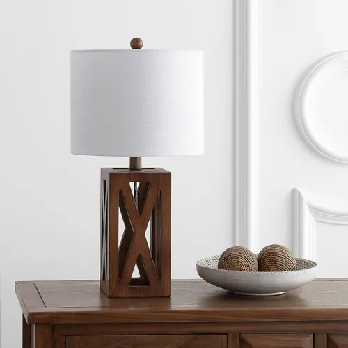 Miniatura 9 de JONATHAN Y JYL1062A Stewart 21.5" lámpara de mesa de madera LED industrial estilo francés campestre rústico para recámara, sala de estar, oficina