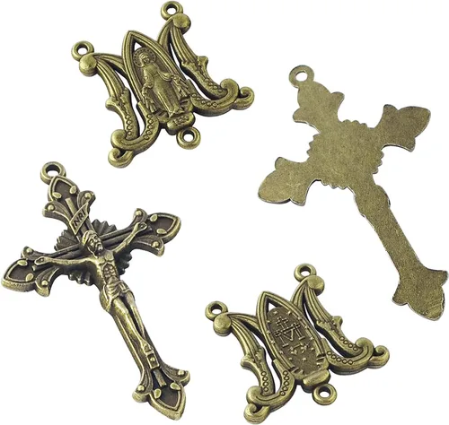 3 juegos de centro de mesa católico de la Virgen María y crucifijo de perdón para hacer rosario de bricolaje