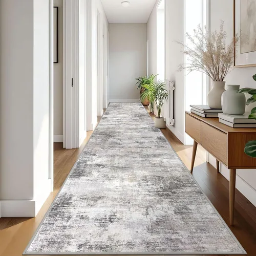 Miniatura 1049 de IOHOUZE Alfombra abstracta lavable de 3 x 12 pies para pasillos, antideslizante para cocina, camino de entrada de lana sintética para interiores
