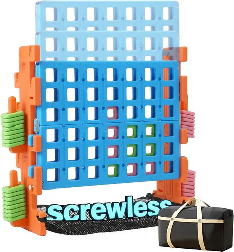 SDADI Juego Gigante 'Click' de 4 en Raya con Ensamblaje Estilo Bloque, Altura Ajustable, Juego de Conectar 4 para Anotar, Juego Familiar Portátil de