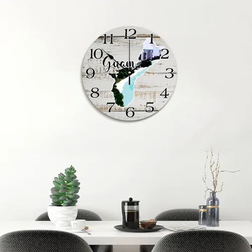Miniatura 5 de Guam Map - Reloj de pared de viaje con paisaje urbano de Guam, atracciones turísticas, relojes de pared grandes de 12 pulgadas, funciona