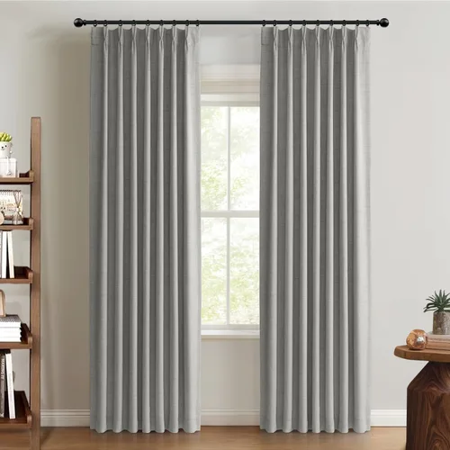 Miniatura 19 de 100% Blackout Shield Cortinas opacas con textura y aspecto de lino de 72 pulgadas de largo, juego de 2 paneles de cortinas opacas de lino sintético