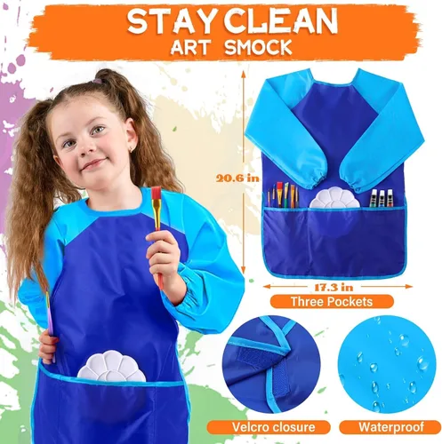 Miniatura 4 de POPYOLA Juego de pintura acrílica para niños, juego de pintura no tóxica para niños con caballete de mesa, pinturas acrílicas, bata, lienzos