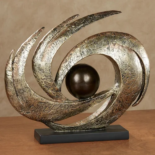 Miniatura 2 de Touch of Class Movimiento Terrestre Contemporáneo – Oro Envejecido – Escultura de Mesa Arte Decorativo – Estética Abstracta Moderna, Diseño