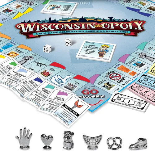 Miniatura 5 de Late for The Sky Wisconsin-Opoly Juego de mesa - Juego de fiesta de estrategia familiar para 2-6 jugadores, mayores de 8 años - Compra propiedades
