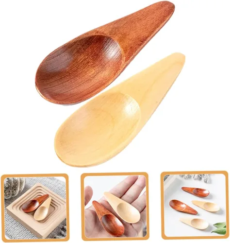Miniatura 9 de Cucharas de madera pequeñas 2 cucharas de madera para postre cucharadita de sal cucharadita multifunción cucharas pequeñas cucharas de té prácticas