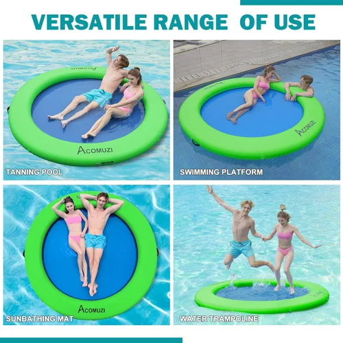 Miniatura 4 de Hamaca de agua inflable de 4/6/8/10/12 pies, flotador flotante redondo para adultos, balsa flotante de piscina resistente para océano y lago
