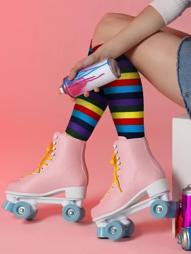Miniatura 6 de 2 pares de calcetines con punta de arco iris, calcetines de 5 dedos, calcetines altos a rayas coloridas para Navidad, niñas y mujeres (arcoíris)