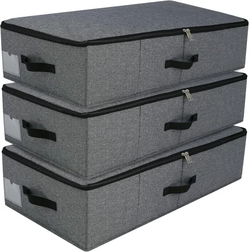 Miniatura 9 de AMJ Cesta de almacenamiento plegable debajo de la cama [2 unidades] con tela duradera para ropa, zapatos, juguetes, mantas, cubos organizadores