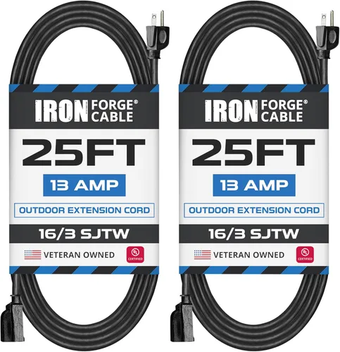 Miniatura 21 de Iron Forge Cable Cable de extensión negro de 6 pies, 16/3, cable de extensión de 6 pies, 3 puntas, resistente a la intemperie, ideal