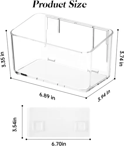Miniatura 2 de PAVSTINE Paquete de 2 estantes de ducha transparentes, estantes adhesivos para ducha de baño, organizador de ducha de baño montado en la pared