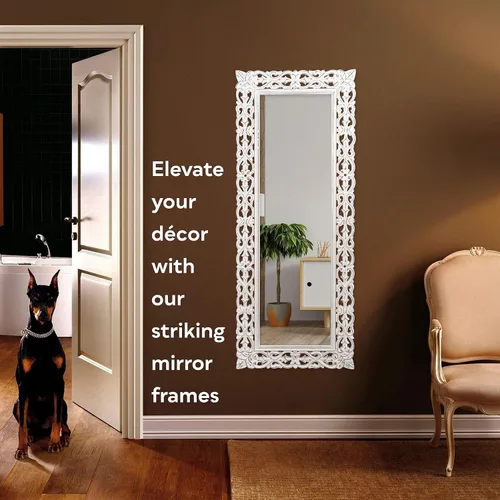 Miniatura 5 de JFY Designs Espejo de Pared y Acento Decoración de Pared - Espejo de Tocador con Marco de Madera Laminada, Espejos de Pared Montados Estilo Boho