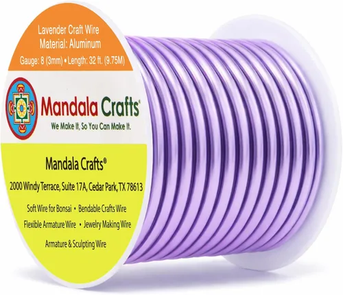 Miniatura 71 de Mandala Crafts - Alambre de aluminio anodizado de 8 calibre para hacer joyas - 9.75 m de alambre flexible negro colorido - Flexible para bonsái