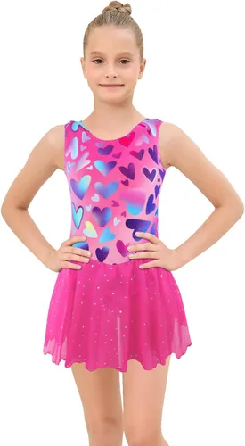 Miniatura 3 de EQSJIU Ropa de gimnasia para niñas, leotardo de ballet con falda para niñas de 1 a 10 años
