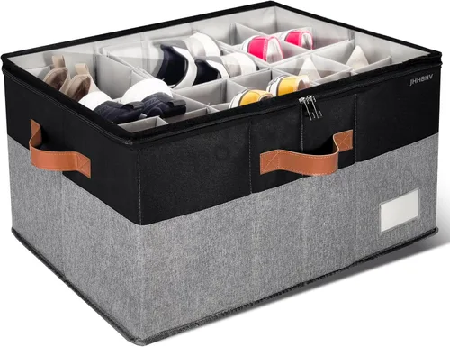Miniatura 5 de Organizador de zapatos para armario, contenedores de almacenamiento ajustables para zapatos, grandes contenedores plegables de almacenamiento