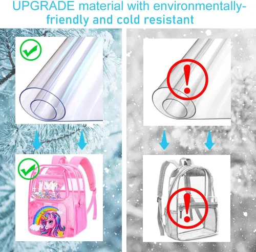 Miniatura 59 de Mochila transparente, aprobada por el estadio, para niñas y niños, mochila transparente de PVC resistente para mujeres y hombres