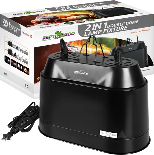 Miniatura 10 de REPTI ZOO Lámpara de doble reptil para reptil Dome UVB, reflector de reptil, tapa de lámpara de cúpula de doble reptil, diseño de integración
