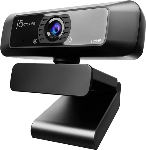 j5create Cámara web de transmisión USB - 1080P HD con rotación de 360°, micrófono de alta fidelidad, Plug and Play para PC/Mac/computadora