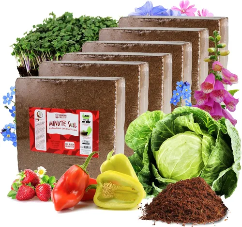 Miniatura 9 de Mountain Valley Seed Company Minute Soil - Ladrillo de fibra de coco comprimido, medio de cultivo de fibra, tierra para macetas para plantas