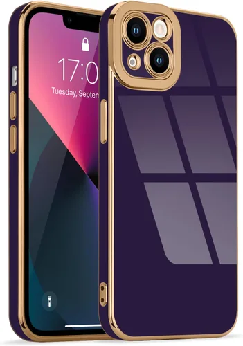 Miniatura 191 de Lafunda Diseñada para iPhone 13 Pro, fundas lujosas con chapado lindo para mujeres y niñas, elegante borde dorado, a prueba de golpes, TPU con funda