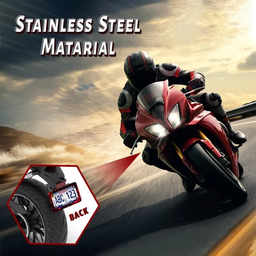 Miniatura 3 de Marco de placa de matrícula de motocicleta con salpicaduras de sangre para Halloween, de acero inoxidable, divertido soporte para placa