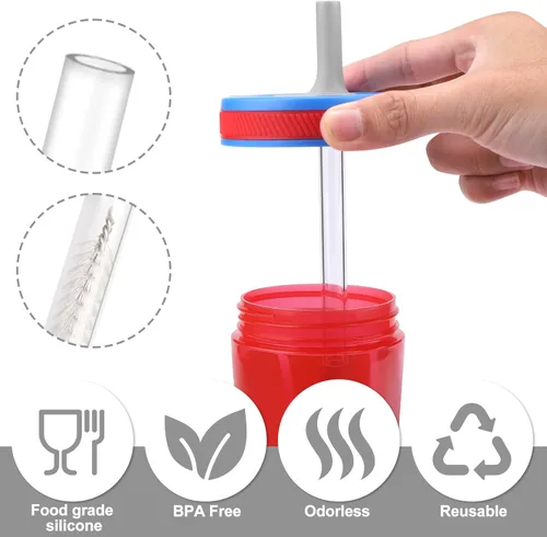 Miniatura 4 de XANGNIER Pajitas de repuesto y válvula de mordida compatible con botella de agua Zak Designs Kelso de 15 onzas, 4 popotes de silicona reutilizables