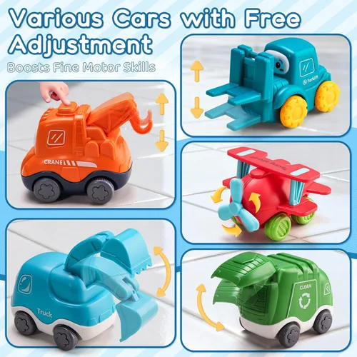 Miniatura 6 de ALASOU 8 unidades de grúas de bebé para niños de 1 año con tapete de juego/bolsa de almacenamiento, regalo de primer cumpleaños para niños pequeños