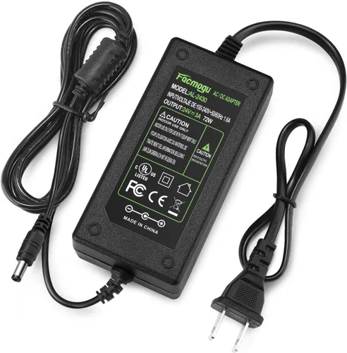 Facmogu Adaptador Convertidor de Fuente de Alimentación 24V 3A 72W, Fuente de Alimentación 100-240V 50/60Hz AC a DC 24 Volt 3Amp, Enchufe DC de