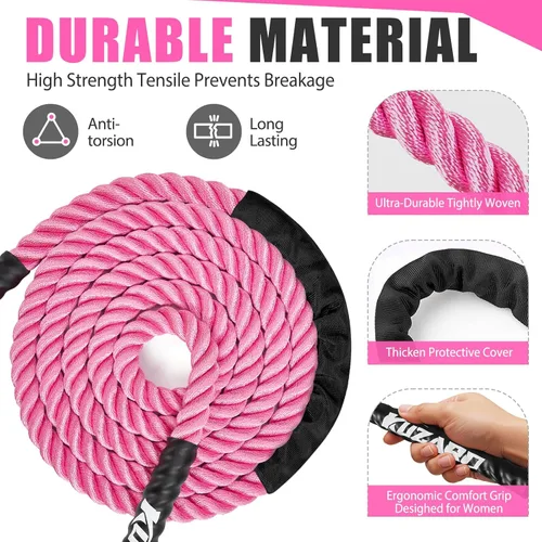 Miniatura 7 de KUZARO Cuerda de saltar, Cuerda de saltar con peso para mujeres, Cuerdas de saltar pesadas para fitness, Equipo de ejercicio para gimnasio en casa
