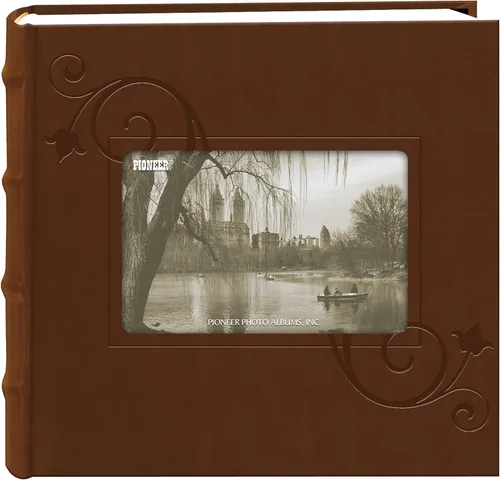 Pioneer - Álbum de fotos de piel sintética con marco floral en relieve, color marrón (4 x 6 pulgadas)