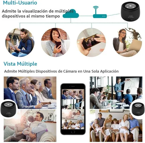 Miniatura 6 de Cámara inalámbrica WiFi de seguridad mini, Real 1080P Full HD con visión nocturna y detección de movimiento, grabación, 2-EN-1 Monitoreo en tiempo