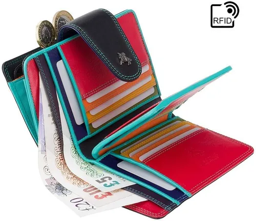 Miniatura 5 de SP31 Cartera plegable de cuero suave multicolor, Negro -, Billetera plegable