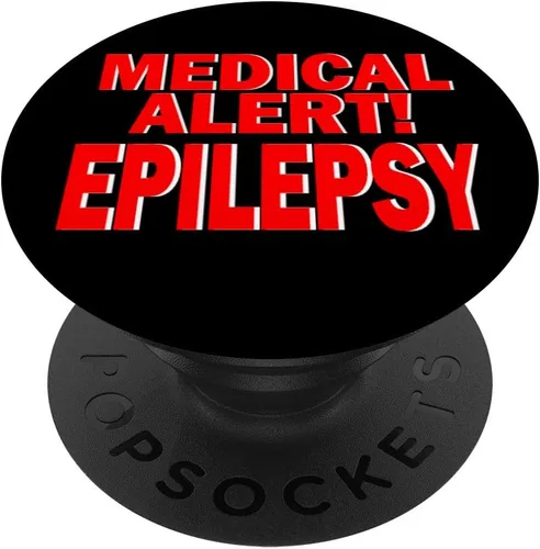 Alerta médica de alerta contra la epilepsia de seguridad, regalo PopSockets agarre y soporte para teléfonos y tabletas, Negro