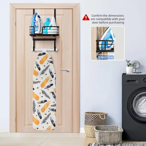 Miniatura 2 de TJ.MOREE Colgador de tabla de planchar para colgar sobre la puerta/pared, plancha de lavandería y tabla de planchar, almacenamiento para rociadores