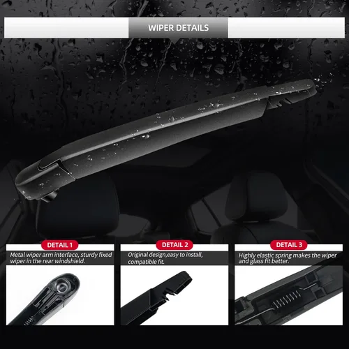 Miniatura 5 de Conjunto de limpiaparabrisas trasero para Nissan Pathfinder 2013 2014 2015 2016 2017 2018 2019 2020 – Juego de repuesto de limpiaparabrisas trasero