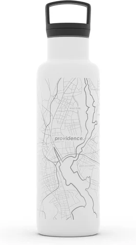 Miniatura 167 de Well Told Botella de agua aislada con mapa de Washington DC grabado, botella de acero inoxidable grabada (21 onzas, blanco) botella aislada de mapa