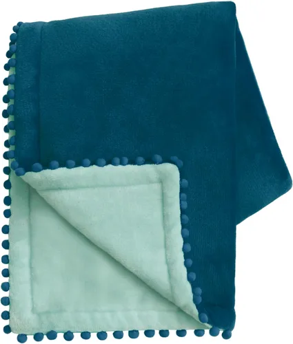 MONDAY MOOSE Manta de forro polar acogedora con flecos de pompones, manta de franela súper suave, diseños de doble cara, para sofá, cama, decoración
